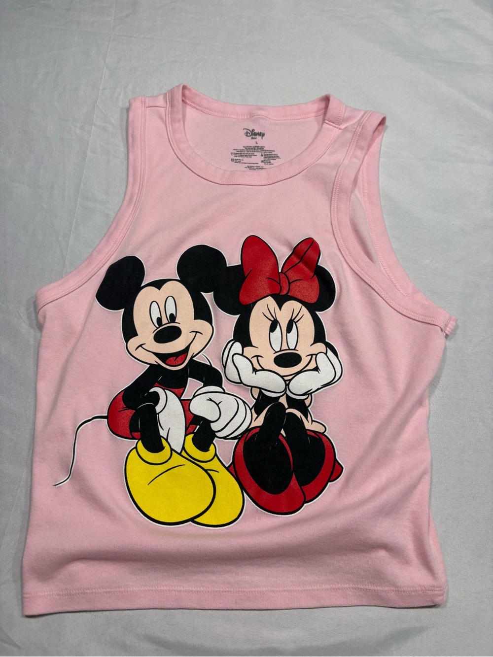 Disney Pink Mickey & Minnie Sitting Graphic Tank Top